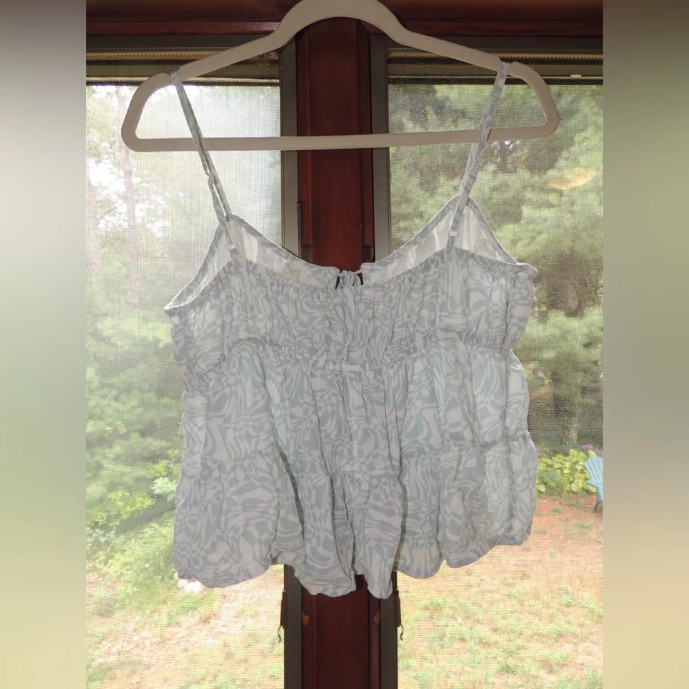American Eagle Outfitters Blue and White Tie Front Camisole - Picture 4 of 5